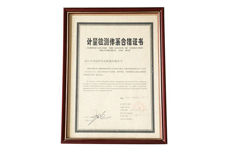 Qualification Certificate of Metrology Inspection System